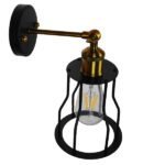 GLOBOSTAR® CATEL 01054 Vintage Φωτιστικό Τοίχου - Απλίκα με Ντουί 1 x E27 AC 220-240V IP20 - Μαύρο & Χρυσό - Μ15 x Π26 x Υ31cm - Image 3