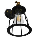 GLOBOSTAR® CATEL 01054 Vintage Φωτιστικό Τοίχου - Απλίκα με Ντουί 1 x E27 AC 220-240V IP20 - Μαύρο & Χρυσό - Μ15 x Π26 x Υ31cm - Image 4