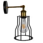 GLOBOSTAR® CATEL 01054 Vintage Φωτιστικό Τοίχου - Απλίκα με Ντουί 1 x E27 AC 220-240V IP20 - Μαύρο & Χρυσό - Μ15 x Π26 x Υ31cm - Image 5