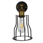 GLOBOSTAR® CATEL 01054 Vintage Φωτιστικό Τοίχου - Απλίκα με Ντουί 1 x E27 AC 220-240V IP20 - Μαύρο & Χρυσό - Μ15 x Π26 x Υ31cm - Image 6