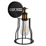 GLOBOSTAR® CATEL 01054 Vintage Φωτιστικό Τοίχου - Απλίκα με Ντουί 1 x E27 AC 220-240V IP20 - Μαύρο & Χρυσό - Μ15 x Π26 x Υ31cm - Image 8