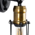 GLOBOSTAR® CATEL 01055 Vintage Φωτιστικό Τοίχου - Απλίκα με Ντουί 1 x E27 AC 220-240V IP20 - Μαύρο & Χρυσό - Μ11 x Π10.5 x Υ36cm - Image 6