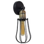 GLOBOSTAR® CATEL 01056 Vintage Φωτιστικό Τοίχου - Απλίκα με Ντουί 1 x E27 AC 220-240V IP20 - Μαύρο & Χρυσό - Μ12 x 15 x Υ32cm - Image 4