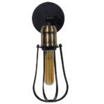 GLOBOSTAR® CATEL 01056 Vintage Φωτιστικό Τοίχου - Απλίκα με Ντουί 1 x E27 AC 220-240V IP20 - Μαύρο & Χρυσό - Μ12 x 15 x Υ32cm - Image 3