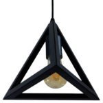 GLOBOSTAR® TRIANGLE 01063 Μοντέρνο Κρεμαστό Φωτιστικό Οροφής με Ντουί 1 x E27 AC 220-240V IP20 - Μαύρο - Μ25 x Π25 x Y21cm - Image 8