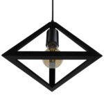 GLOBOSTAR® TRIANGLE 01063 Μοντέρνο Κρεμαστό Φωτιστικό Οροφής με Ντουί 1 x E27 AC 220-240V IP20 - Μαύρο - Μ25 x Π25 x Y21cm - Image 10