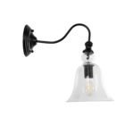 GLOBOSTAR® LILLY 01064 Vintage Φωτιστικό Τοίχου - Απλίκα με Ντουί 1 x E27 AC 220-240V IP20 - Μαύρο & Διάφανο - Μ38 x Π20 x Υ37cm - Image 5