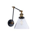 GLOBOSTAR® BINGLEY 01068 Vintage Φωτιστικό Τοίχου - Απλίκα με Ντουί 1 x E27 AC 220-240V IP20 - Διάφανο & Χρυσό - Μ18 x Π40 x Υ43cm - Image 2