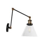 GLOBOSTAR® BINGLEY 01068 Vintage Φωτιστικό Τοίχου - Απλίκα με Ντουί 1 x E27 AC 220-240V IP20 - Διάφανο & Χρυσό - Μ18 x Π40 x Υ43cm - Image 5