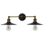 GLOBOSTAR® MINIMALL 01069 Vintage Φωτιστικό Τοίχου - Απλίκα με Ντουί 2 x E27 AC 220-240V IP20 - Μαύρο & Χρυσό - Μ30 x Π60 x Υ18cm - Image 2