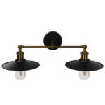 GLOBOSTAR® MINIMALL 01069 Vintage Φωτιστικό Τοίχου - Απλίκα με Ντουί 2 x E27 AC 220-240V IP20 - Μαύρο & Χρυσό - Μ30 x Π60 x Υ18cm - Image 3