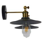 GLOBOSTAR® MINIMALL 01069 Vintage Φωτιστικό Τοίχου - Απλίκα με Ντουί 2 x E27 AC 220-240V IP20 - Μαύρο & Χρυσό - Μ30 x Π60 x Υ18cm - Image 5