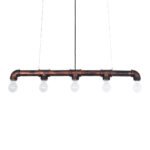 GLOBOSTAR® CANAL 01070 Vintage Κρεμαστό Φωτιστικό Οροφής με Ντουί 5 x E27 AC 220-240V IP20 - Χάλκινο Εφέ Σκουριάς - Μ88 x Π5 x Υ7cm - Image 2