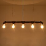 GLOBOSTAR® CANAL 01070 Vintage Κρεμαστό Φωτιστικό Οροφής με Ντουί 5 x E27 AC 220-240V IP20 - Χάλκινο Εφέ Σκουριάς - Μ88 x Π5 x Υ7cm - Image 3