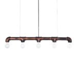 GLOBOSTAR® CANAL 01070 Vintage Κρεμαστό Φωτιστικό Οροφής με Ντουί 5 x E27 AC 220-240V IP20 - Χάλκινο Εφέ Σκουριάς - Μ88 x Π5 x Υ7cm - Image 4