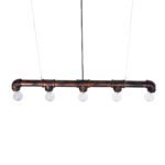 GLOBOSTAR® CANAL 01070 Vintage Κρεμαστό Φωτιστικό Οροφής με Ντουί 5 x E27 AC 220-240V IP20 - Χάλκινο Εφέ Σκουριάς - Μ88 x Π5 x Υ7cm - Image 6