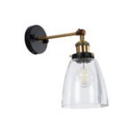 GLOBOSTAR® LYDIA 01071 Vintage Φωτιστικό Τοίχου - Απλίκα με Ντουί 1 x E27 AC 220-240V IP20 - Μαύρο & Χρυσό - Μ14 x Π26 x Υ30cm - Image 2