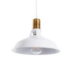 GLOBOSTAR® ANER 01072 Vintage Κρεμαστό Φωτιστικό Οροφής με Ντουί 1 x E27 AC 220-240V IP20 - Λευκό & Χρυσό - Μ27.5 x Π27.5 x Υ19cm - Image 2