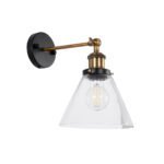 GLOBOSTAR® BINGLEY 01074 Vintage Φωτιστικό Τοίχου - Απλίκα με Ντουί 1 x E27 AC 220-240V IP20 - Διάφανο & Χρυσό - Μ18 x Π28 x Υ25cm - Image 2