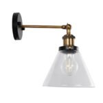 GLOBOSTAR® BINGLEY 01074 Vintage Φωτιστικό Τοίχου - Απλίκα με Ντουί 1 x E27 AC 220-240V IP20 - Διάφανο & Χρυσό - Μ18 x Π28 x Υ25cm - Image 5