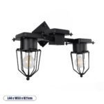 GLOBOSTAR® TORO 01079 Vintage Φωτιστικό Τοίχου - Απλίκα με Ντουί 2 x E27 AC 220-240V IP20 - Μαύρο - Μ44 x Π33 x Υ21cm