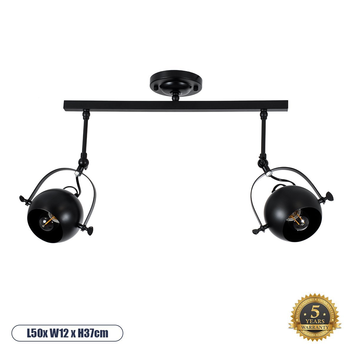 01081_0_ GLOBOSTAR® CANNES 01081 Μοντέρνο Φωτιστικό Οροφής με Ντουί 2 x E27 AC 220-240V IP20 - Μαύρο - Μ61 x Π12 x Υ48cm - Image 1