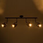 GLOBOSTAR® CANNES 01082 Μοντέρνο Φωτιστικό Οροφής με Ντουί 4 x E27 AC 220-240V IP20 - Μαύρο - Μ108 x Π12 x Υ48cm - Image 3