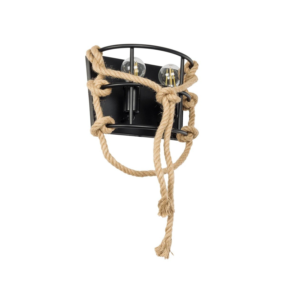 01083_0 GLOBOSTAR® BARBOSA 01083 Vintage Φωτιστικό Τοίχου - Απλίκα με Ντουί 2 x E27 AC 220-240V IP20 - Μαύρο & Μπεζ - Μ30 x Π16 x Υ20cm - Image 1