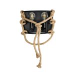 GLOBOSTAR® BARBOSA 01083 Vintage Φωτιστικό Τοίχου - Απλίκα με Ντουί 2 x E27 AC 220-240V IP20 - Μαύρο & Μπεζ - Μ30 x Π16 x Υ20cm - Image 4