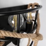 GLOBOSTAR® BARBOSA 01083 Vintage Φωτιστικό Τοίχου - Απλίκα με Ντουί 2 x E27 AC 220-240V IP20 - Μαύρο & Μπεζ - Μ30 x Π16 x Υ20cm - Image 6