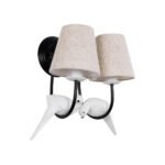 GLOBOSTAR® DOVE 01086 Vintage Φωτιστικό Τοίχου - Απλίκα με Ντουί 2 x E14 AC 220-240V IP20 - Μαύρο & Μπεζ - Μ28 x Π28 x Υ30cm - Image 2