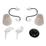 GLOBOSTAR® DOVE 01086 Vintage Φωτιστικό Τοίχου - Απλίκα με Ντουί 2 x E14 AC 220-240V IP20 - Μαύρο & Μπεζ - Μ28 x Π28 x Υ30cm - Image 8