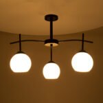 GLOBOSTAR® LUNA 01087 Μοντέρνο Φωτιστικό Οροφής με Ντουί 3 x E27 AC 220-240V IP20 - Λευκό & Μαύρο - Μ45 x Π45 x Υ40cm - Image 3