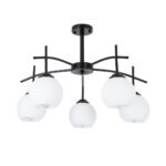 GLOBOSTAR® LUNA 01088 Μοντέρνο Φωτιστικό Οροφής με Ντουί 5 x E27 AC 220-240V IP20 - Λευκό & Μαύρο - Μ60 x Π60 x Υ43cm - Image 2