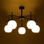 GLOBOSTAR® LUNA 01088 Μοντέρνο Φωτιστικό Οροφής με Ντουί 5 x E27 AC 220-240V IP20 - Λευκό & Μαύρο - Μ60 x Π60 x Υ43cm - Image 3