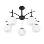 GLOBOSTAR® LUNA 01088 Μοντέρνο Φωτιστικό Οροφής με Ντουί 5 x E27 AC 220-240V IP20 - Λευκό & Μαύρο - Μ60 x Π60 x Υ43cm - Image 5