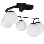 GLOBOSTAR® SELINA 01090 Μοντέρνο Φωτιστικό Οροφής με Ντουί 5 x E27 AC 220-240V IP20 - Μαύρο & Λευκό - Μ63 x Π63 x Υ47cm