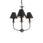 GLOBOSTAR® LIMI 01091 Vintage Κρεμαστό Φωτιστικό Οροφής με Ντουί 3 x E14 AC 220-240V IP20 - Μαύρο & Χρυσό - Μ55 x Π55 x Υ55cm - Image 2