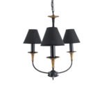 GLOBOSTAR® LIMI 01091 Vintage Κρεμαστό Φωτιστικό Οροφής με Ντουί 3 x E14 AC 220-240V IP20 - Μαύρο & Χρυσό - Μ55 x Π55 x Υ55cm - Image 5