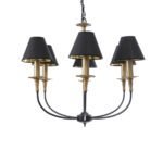 GLOBOSTAR® LIMI 01092 Vintage Κρεμαστό Φωτιστικό Οροφής με Ντουί 6 x E14 AC 220-240V IP20 - Μαύρο & Χρυσό - Μ70 x Π70 x Υ60cm - Image 5