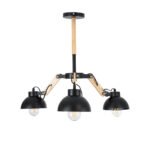 GLOBOSTAR® OLD SCHOOL 01093 Μοντέρνο Φωτιστικό Οροφής με Ντουί 3 x E27 AC 220-240V IP20 - Μαύρο & Μπεζ - Μ75 x Π75 x Υ35cm - Image 5