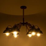 GLOBOSTAR® OLD SCHOOL 01094 Μοντέρνο Φωτιστικό Οροφής με Ντουί 6 x E27 AC 220-240V IP20 - Μαύρο & Μπεζ - Μ75 x Π75 x Υ40cm - Image 3