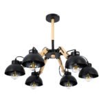 GLOBOSTAR® OLD SCHOOL 01094 Μοντέρνο Φωτιστικό Οροφής με Ντουί 6 x E27 AC 220-240V IP20 - Μαύρο & Μπεζ - Μ75 x Π75 x Υ40cm - Image 5