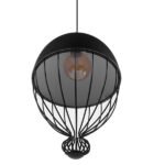 GLOBOSTAR® CANARIO 01107 Vintage Κρεμαστό Φωτιστικό Οροφής με Ντουί 1 x E27 AC 220-240V IP20 - Μαύρο - Μ28 x Π28 x Υ47cm - Image 7