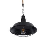 GLOBOSTAR® CRANE 01109 Vintage Κρεμαστό Φωτιστικό Οροφής με Ντουί 1 x E27 AC 220-240V IP20 - Μαύρο & Μπεζ - Μ36 x Π36 x Υ30cm - Image 7