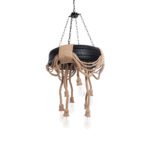 GLOBOSTAR® MARBELLA 01116 Vintage Κρεμαστό Φωτιστικό Οροφής με Ντουί 8 x E27 AC 220-240V IP20 - Μαύρο & Μπεζ - Μ60 x Π60 x Υ60cm - Image 2