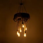 GLOBOSTAR® MARBELLA 01116 Vintage Κρεμαστό Φωτιστικό Οροφής με Ντουί 8 x E27 AC 220-240V IP20 - Μαύρο & Μπεζ - Μ60 x Π60 x Υ60cm - Image 3