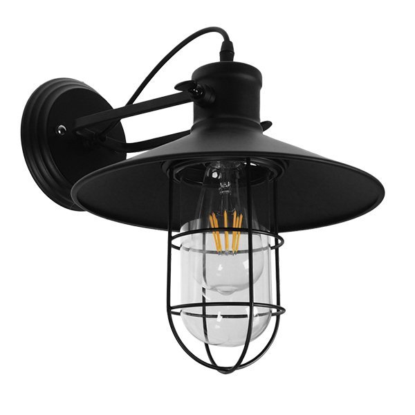 01118_0_0 GLOBOSTAR® CELL 01118 Vintage Φωτιστικό Τοίχου - Απλίκα με Ντουί 1 x E27 AC 220-240V IP20 - Μαύρο - Μ33 x Π27 x Υ33cm - Image 1