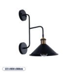 GLOBOSTAR® MAGEOR 01120 Vintage Φωτιστικό Τοίχου - Απλίκα με Ντουί 1 x E27 AC 220-240V IP20 - Μαύρο & Χρυσό - Μ22 x Π30 x Υ40cm