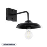 GLOBOSTAR® PHIA 01122 Vintage Φωτιστικό Τοίχου - Απλίκα με Ντουί 1 x E27 AC 220-240V IP20 - Μαύρο - Μ18.5 x Π29 x Υ18cm